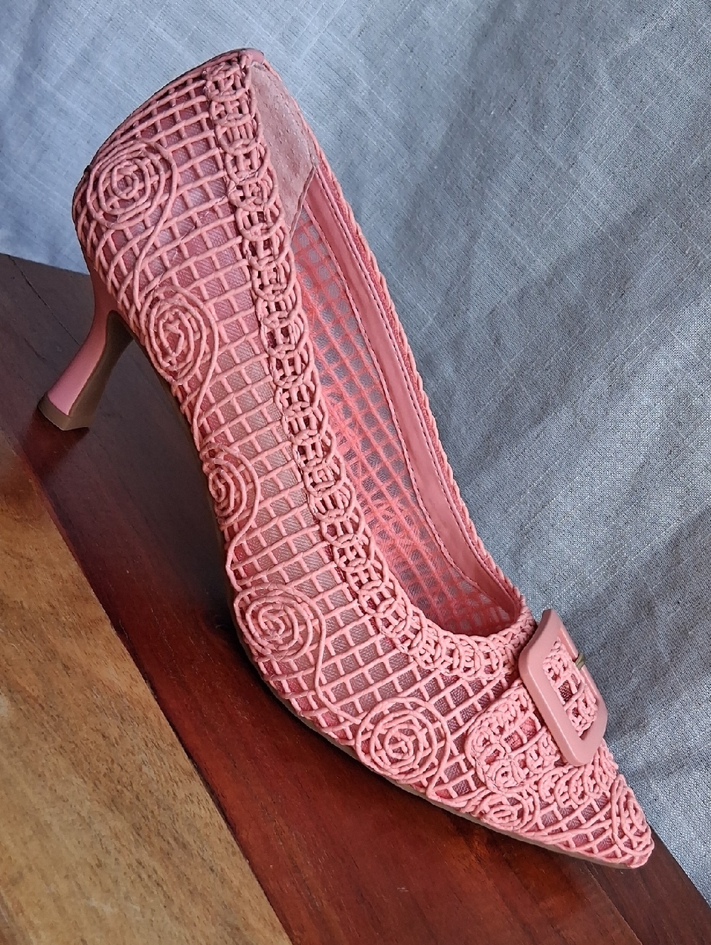 Alex Marie Pink Woven Pointed-Toe Heels with Buckle 8.5 - Picture 12 of 14